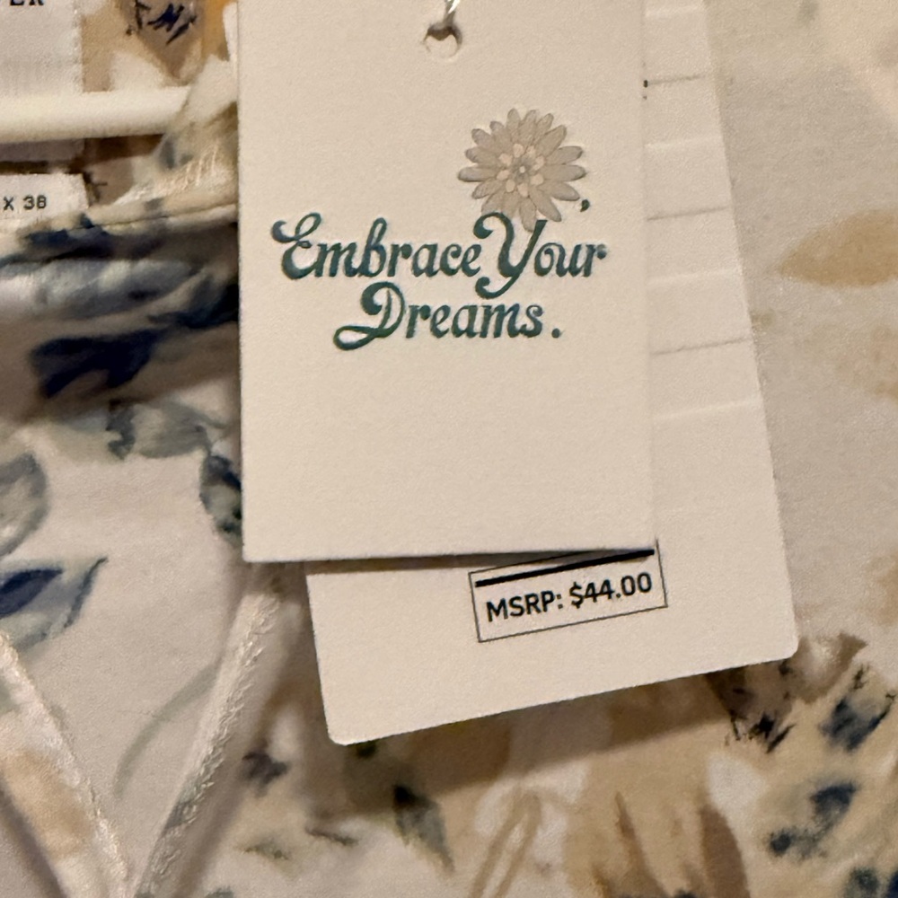 Denim & Flower Cream Floral Pullover Hoodie with Blue Accents - Picture 5 of 5
